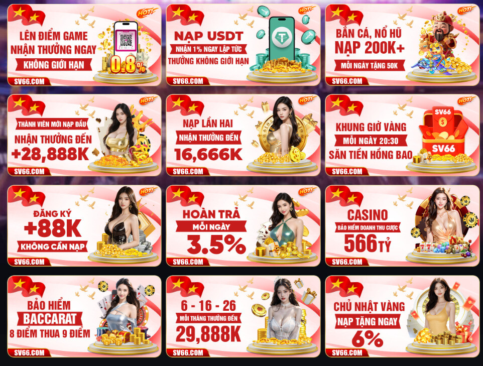 Khuyến mãi SV66 khủng - Người chơi nhận ngàn ưu đãi 8 Khuyến mãi SV66 tặng tiền thưởng cho người chơi